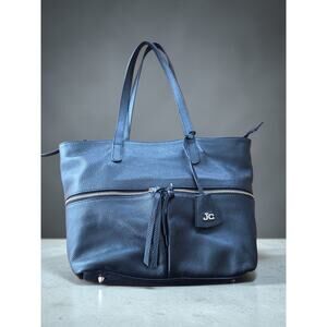 Jackie Celine Black Leather Tote Bag Large Shoulder Handbag Classic Minimalist